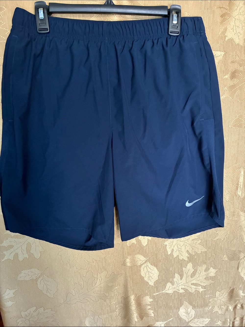 Nike Men's Navy Blue Athletic Shorts with Reflective Swoosh